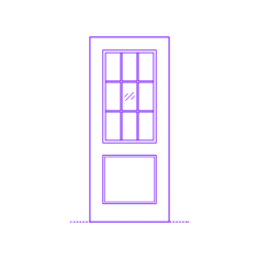 Buildings Exterior Doors Lite Entry Door 2 Panels Grid 9 Outline Drawing Svg Vector, Free Vectors File